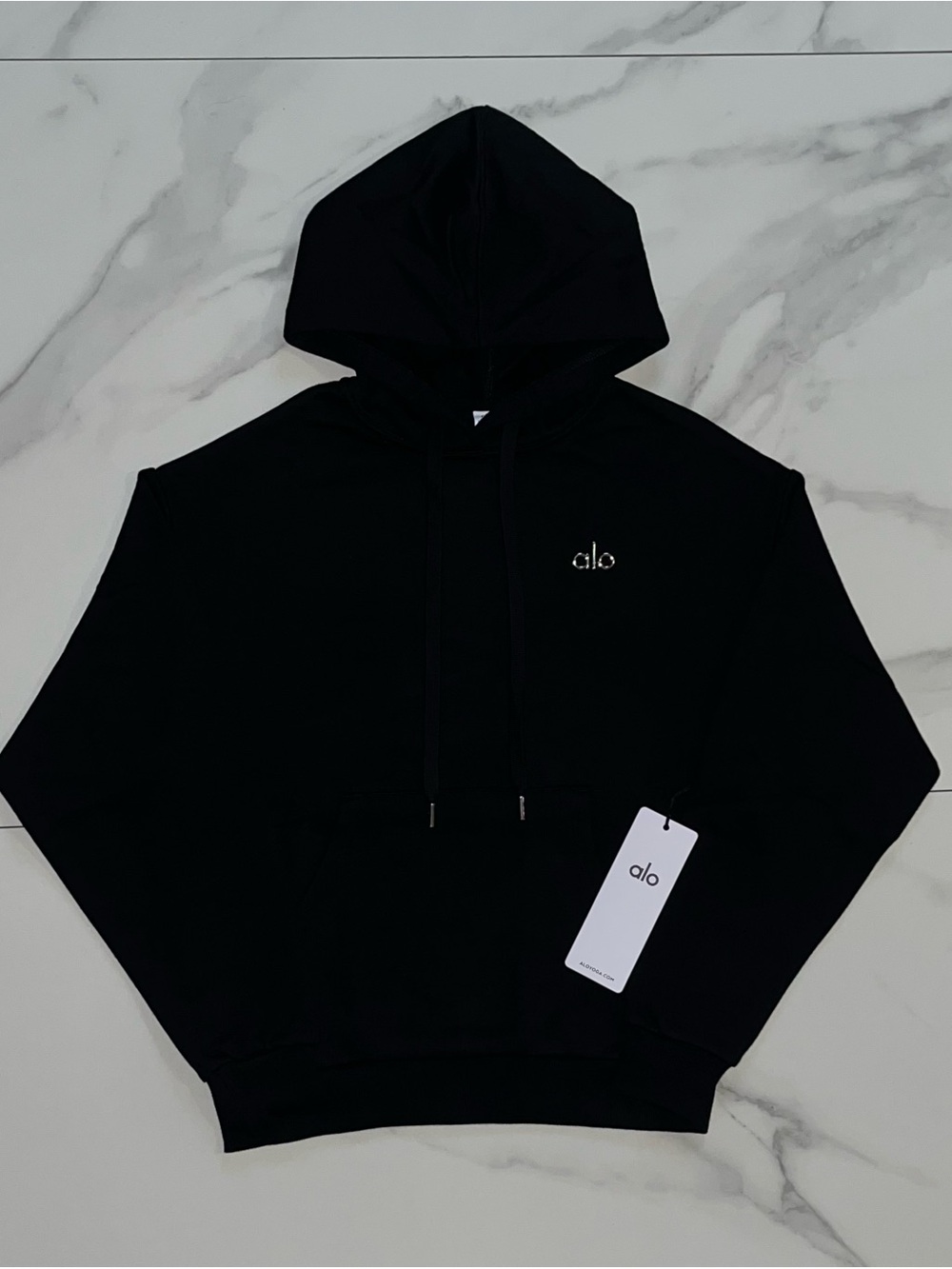 ALO Yoga Black Logo Pullover Hoodie